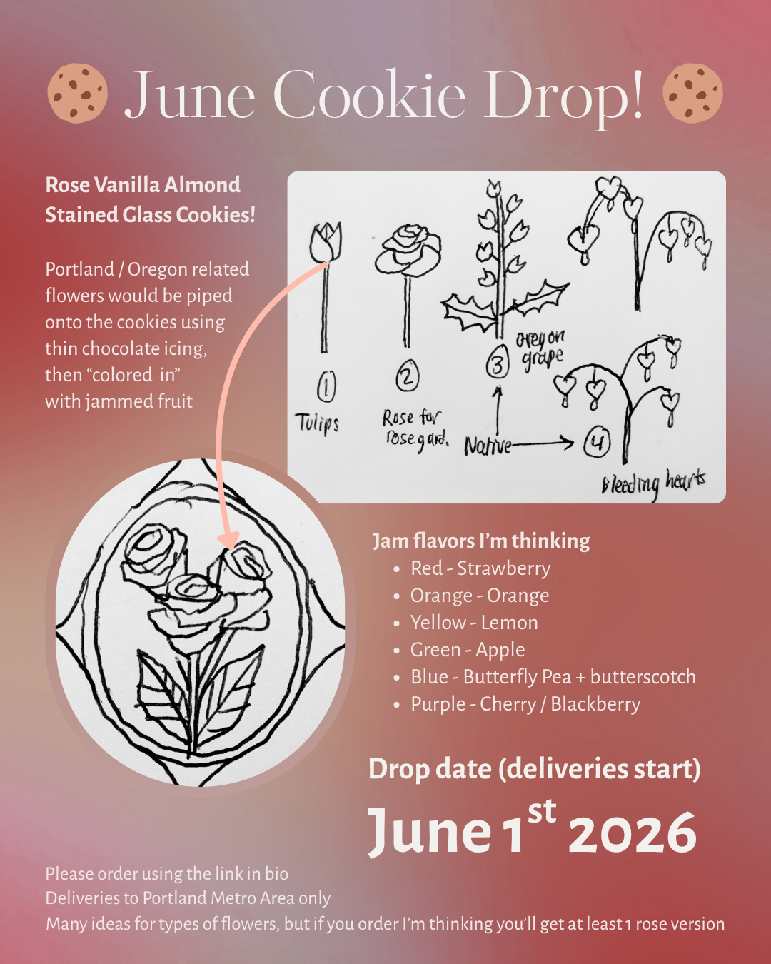 Rose Stained Glass Cookies